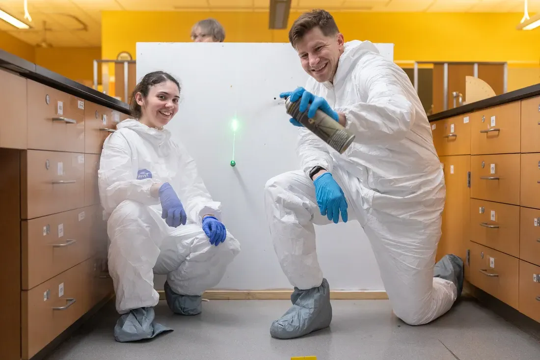 Two students working on a project in the forensic science laboratory.